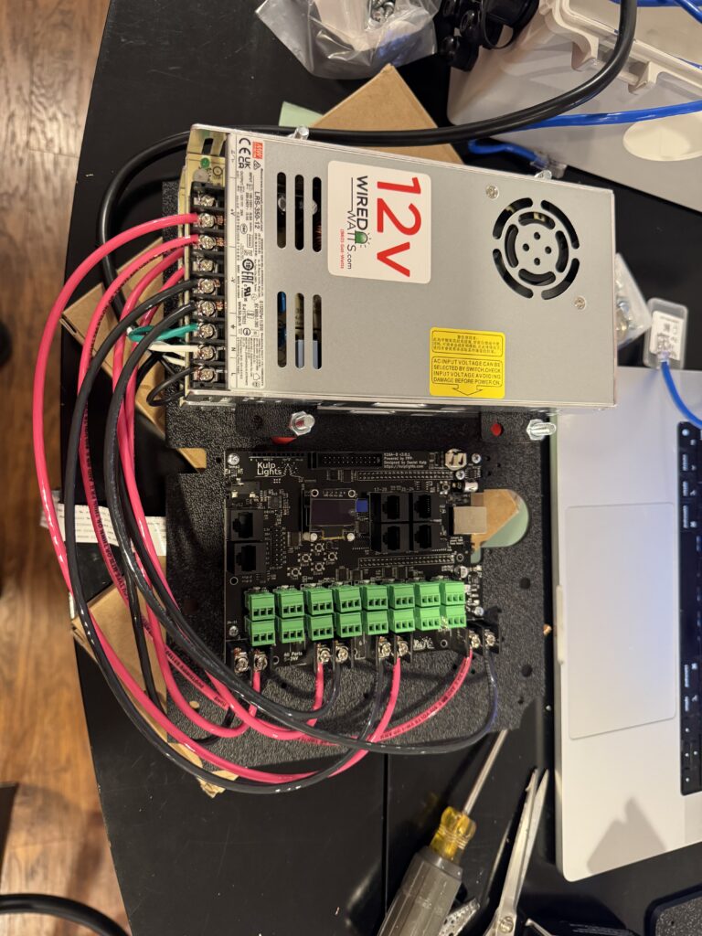 Assembling a Pixel Controller Kulp Board wired to power
